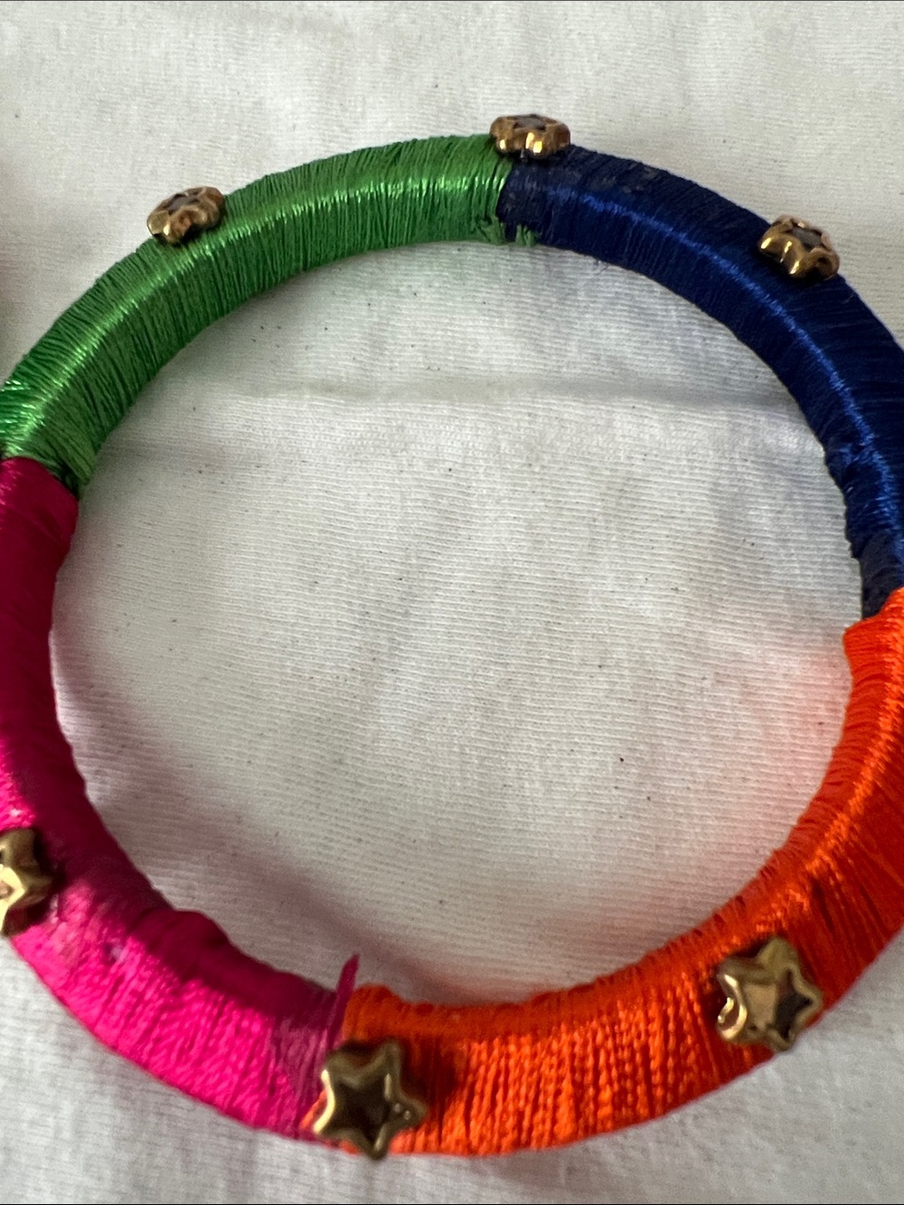 Colorblock Star-Studded Wrapped Bangles - Multicolor - Picture 4 of 4